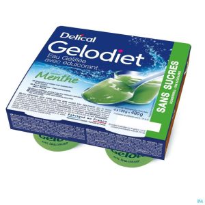 Gelodiet Eau Gel. Edulcorant Menthe Pot 4x120g