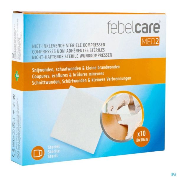 Febelcare med2 compr.n/adh. ster. 10,0x10,0cm 10x1