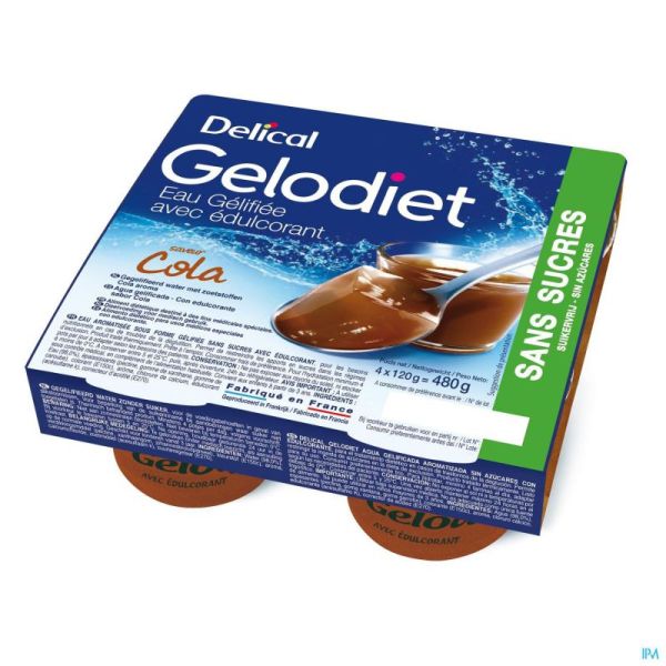 Gelodiet Eau Gel. Edulcorant Cola Pot 4x120g