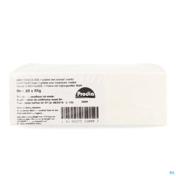 Prodia Bar Chocolat Blanc Praline 20x35g