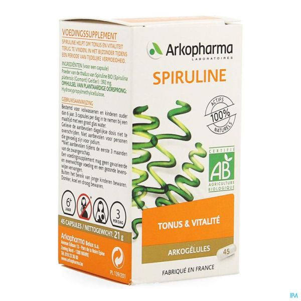 Arkogelules spiruline bio caps 45