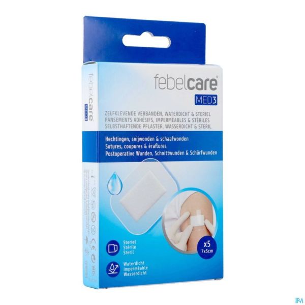 Febelcare Med3 Pans. Adh. Ster. Wtp 7x5cm 5