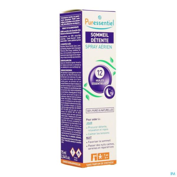 Puressentiel sommeil detente spray 12 hle ess 75ml