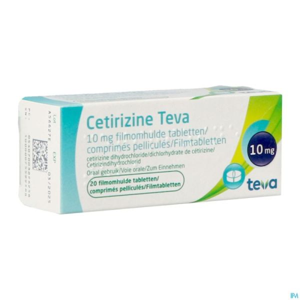 Cetirizine Teva 10mg Comp Pell 20
