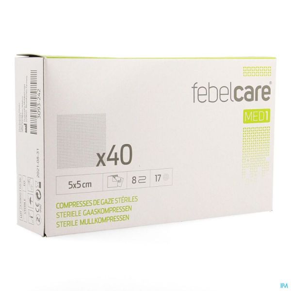 Febelcare compresse gaze sterile  5,0x 5,0cm 40x1
