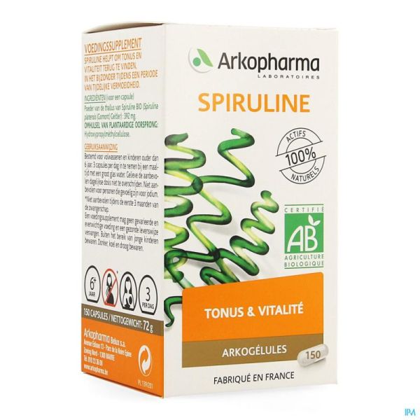 Arkogelules spiruline bio  caps 150