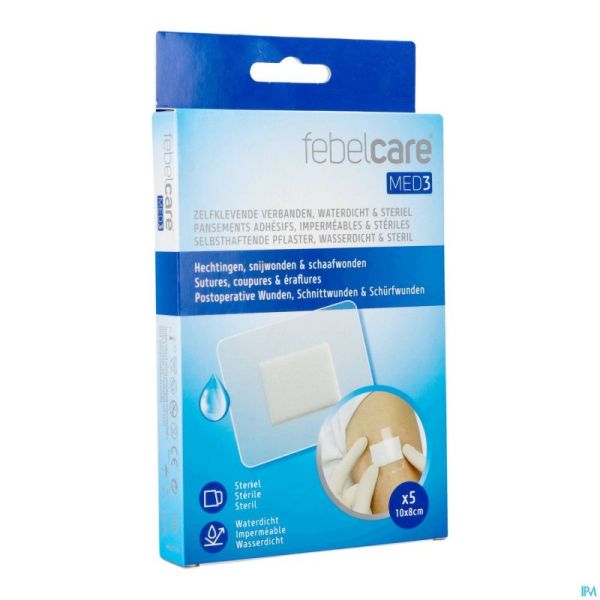 Febelcare Med3 Pans. Adh. Ster. Wtp 8x10cm 5