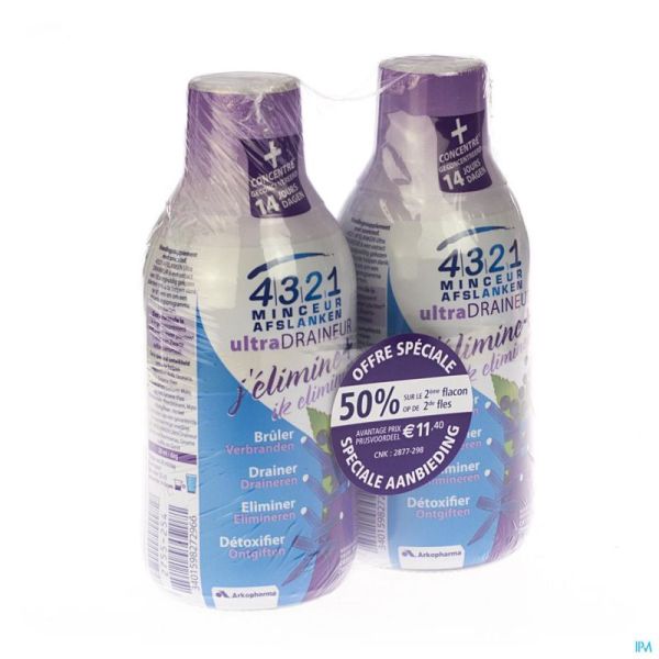 4321 ultra draineur cassis  2x280ml    promo