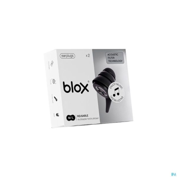 Blox Music Noir Bouchon Oreille 1 Paire