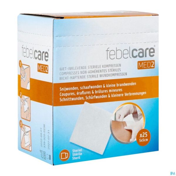 Febelcare med2 compr.n/adh. ster.  5,0x 5,0cm 25x1
