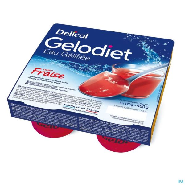 Gelodiet Eau Gel. Sucree Fraise Pot 4x120g